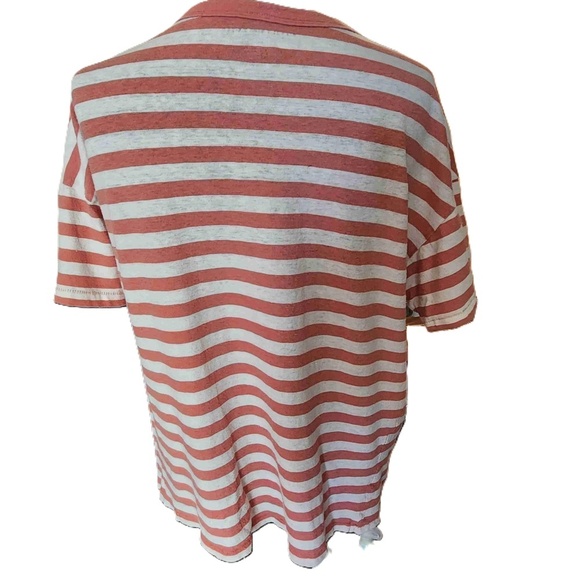 American Eagle Peach White Striped Short Sleeve Tee S - Picture 2 of 6